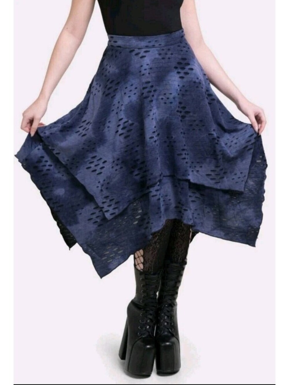 Killstar x Corpse Bride Hauntly Maiden Skirt Black Blue Women's Size XS NEW - Picture 2 of 7